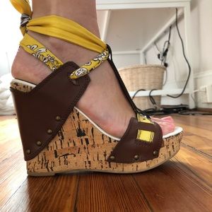 Fun wedges with silk ankle tie